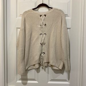 Lucky Brand cream colored cross back sweater.